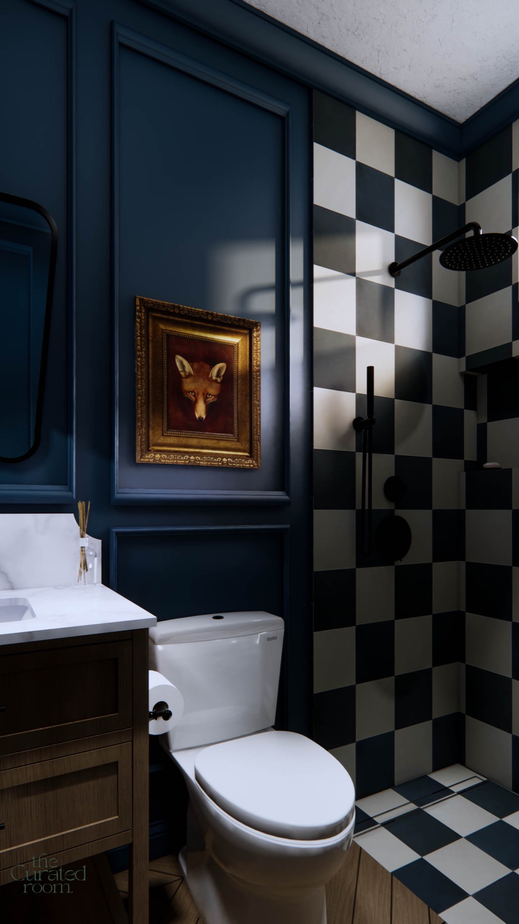 3D render of the powder room shower